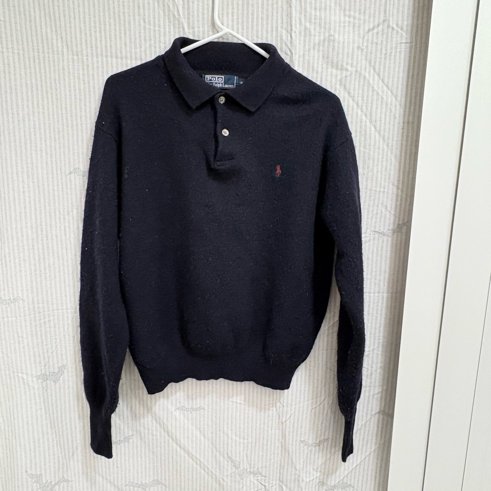 ITEM#78 POLO Ralph Lauren 100% Lambswool BLACK  Sweater Size M
21x23